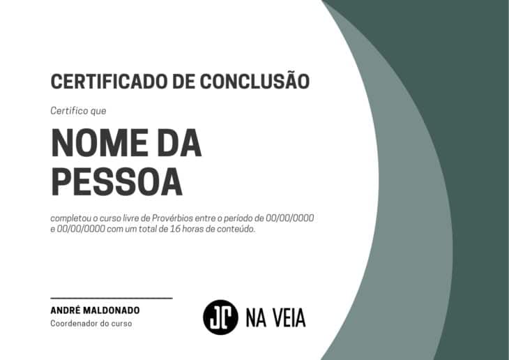 Certificado de conclusão - Curso livre de Provérbios